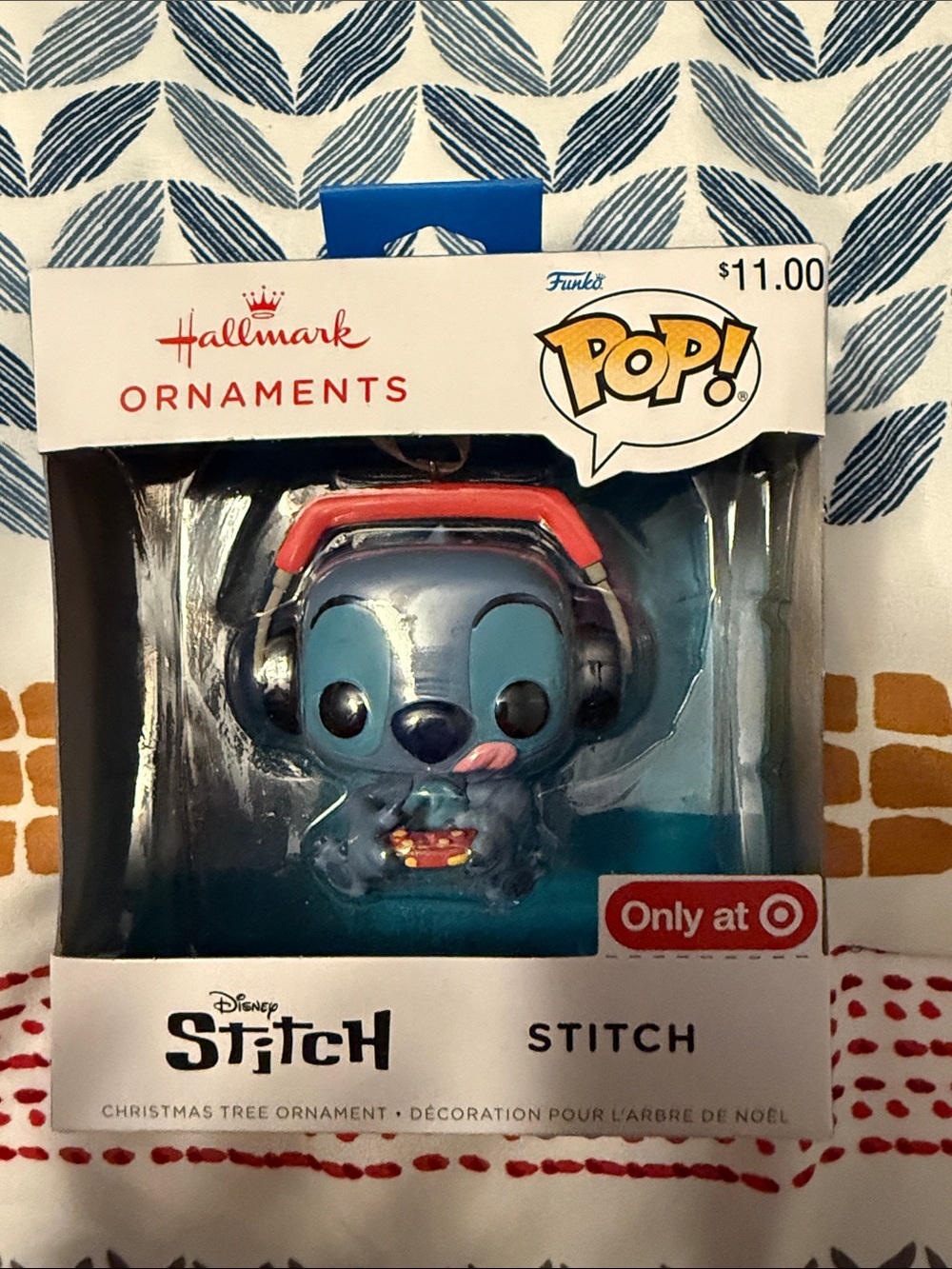 Hallmark Blue Stitch Funko Pop Ornament with Red Headset